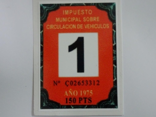 Aufkleber spanische Steuermarke 1975, Repro
