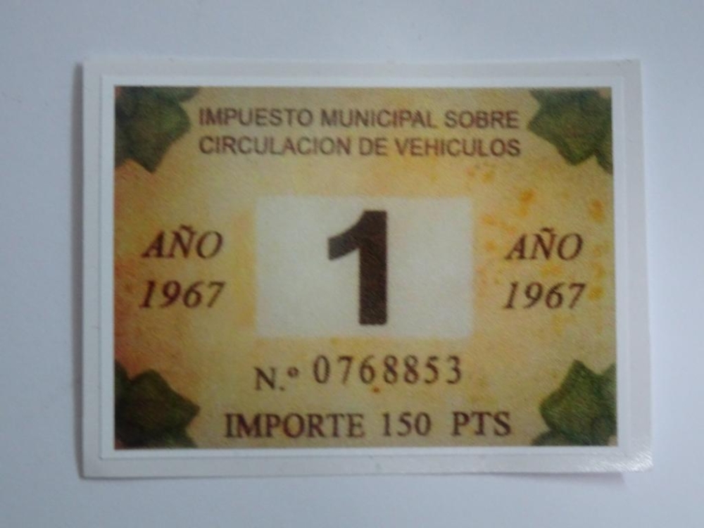Aufkleber spanische Steuermarke 1967, Repro