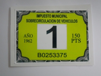 Aufkleber spanische Steuermarke 1962, Repro