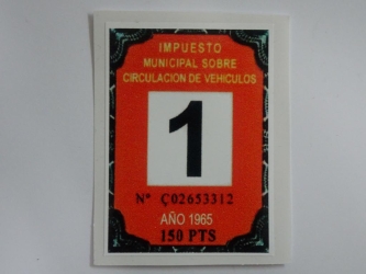 Aufkleber spanische Steuermarke 1965, Repro