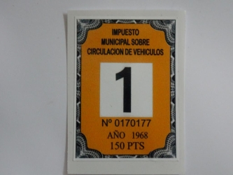 Aufkleber spanische Steuermarke 1968, Repro