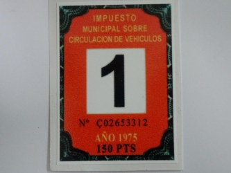 Aufkleber spanische Steuermarke 1975, Repro