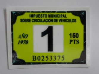 Aufkleber spanische Steuermarke 1970, Repro