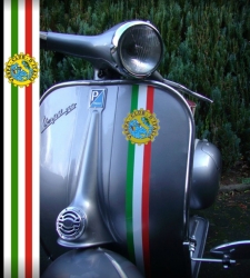 Aufkleber Set Italian Stripes Vespa Club d Italia  Beinschild  Vespa GS / PX